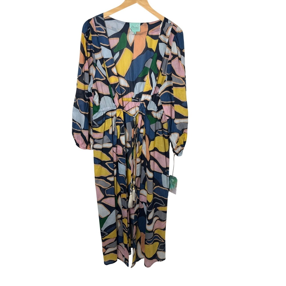 True Destinations Womens Medium Swim Cover Up Boho Tassel Cotton Resort Beach